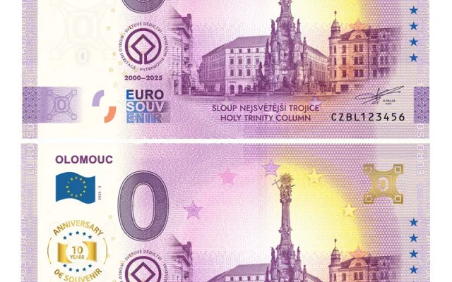 Výročí zapsání Sloupu Nejsvětější Trojice na seznam UNESCO připomene eurobankovka