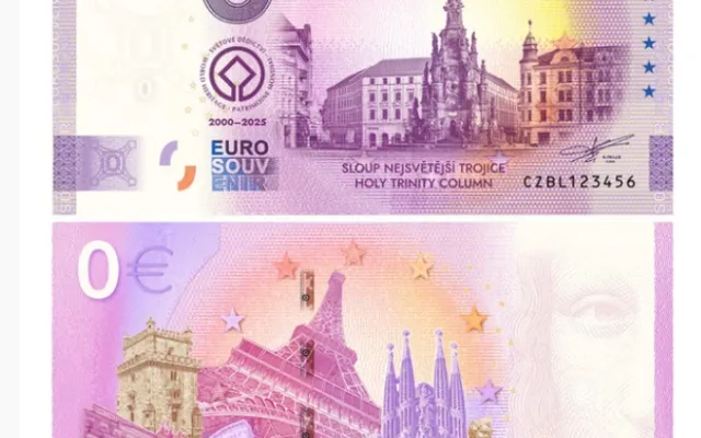 Výročí zapsání Sloupu Nejsvětější Trojice na seznam UNESCO připomene eurobankovka