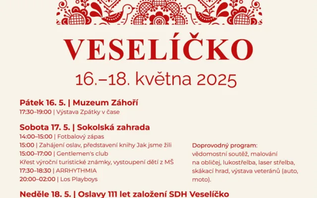 TIP NA VÍKEND: Veselíčko slaví 750 let. Chystá výstavy, křest nové knihy o historii i koncerty