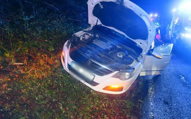 Náraz do betonové zídky. Mladý řidič se u Hanušovic vyhýbal srně