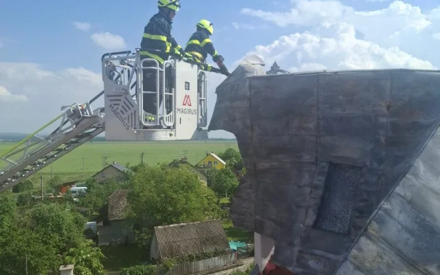 Silný vítr utrhl obrovskou střechu na škole v Dlouhé Loučce, hrozilo zřícení. Hasiči plechy rozřezali