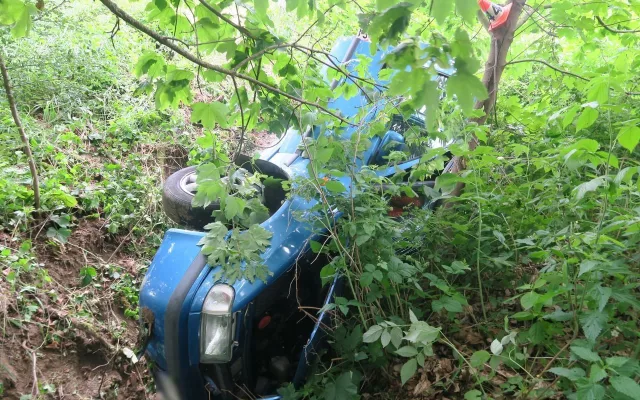Auto převrácené v příkopu, srna nikde. Osmnáctiletý mladík na Šumpersku vyletěl ze silnice