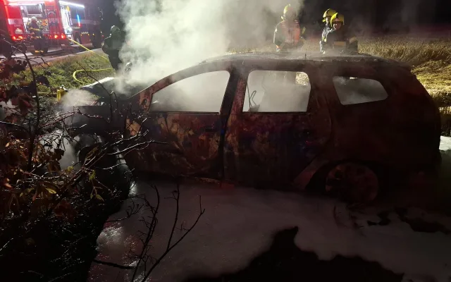Jednadvacetiletá řidička u Tovačova nad ránem usnula. Narazila do stromu, auto shořelo
