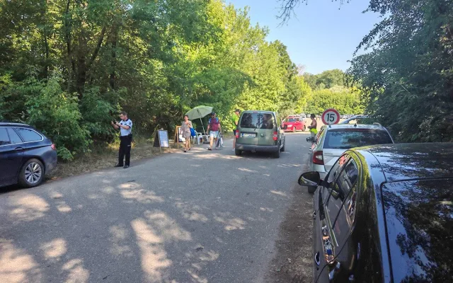 VIDEO: Parkovací chaos u jezera Poděbrady. Kolaps řešily policejní hlídky
