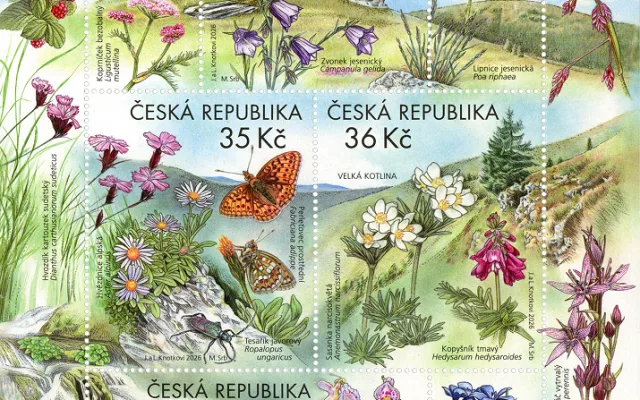 Praděd ve schránkách po celém Česku. Jeseníky se dostaly na poštovní známky