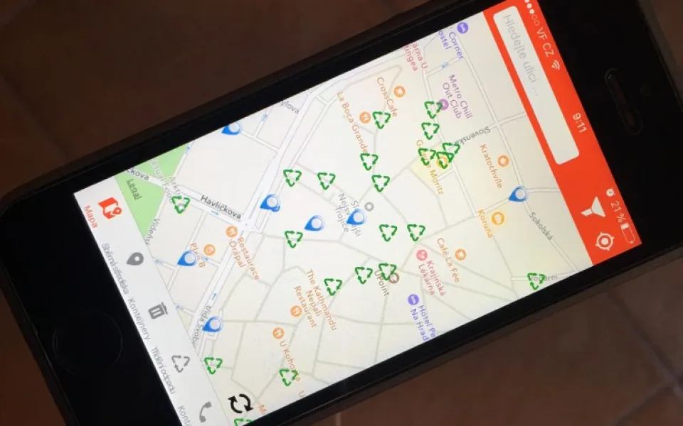 Mobilní aplikace Třídení odpadu v Olomouci