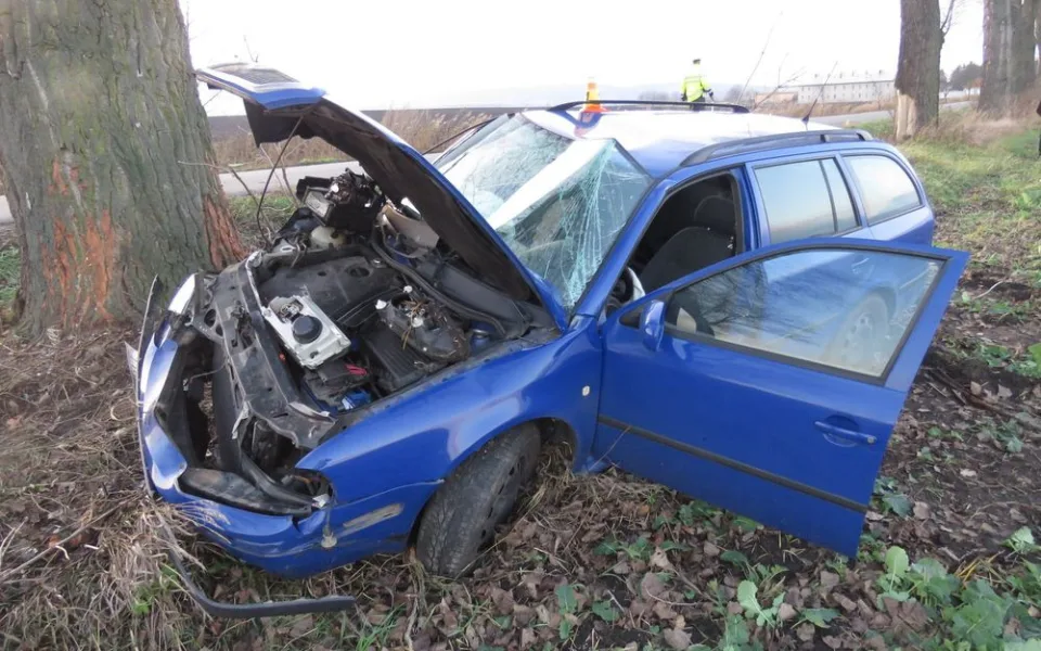 Řidič se na rovném úseku snažil vyhnout zajíci, se svým autem skončil ve stromě