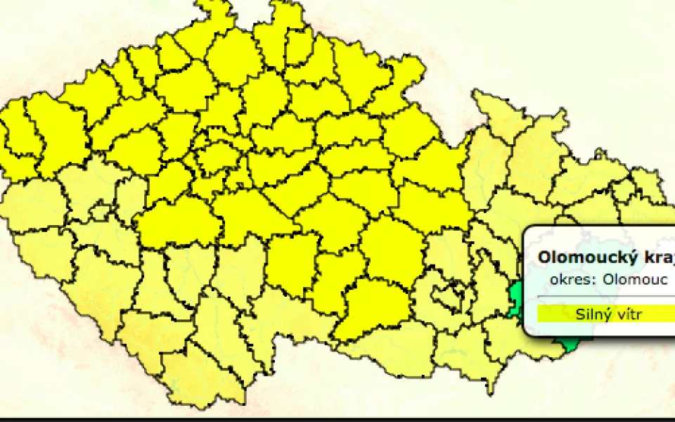 Od dnešního rána platí v Olomouckém kraji výstraha před silným větrem