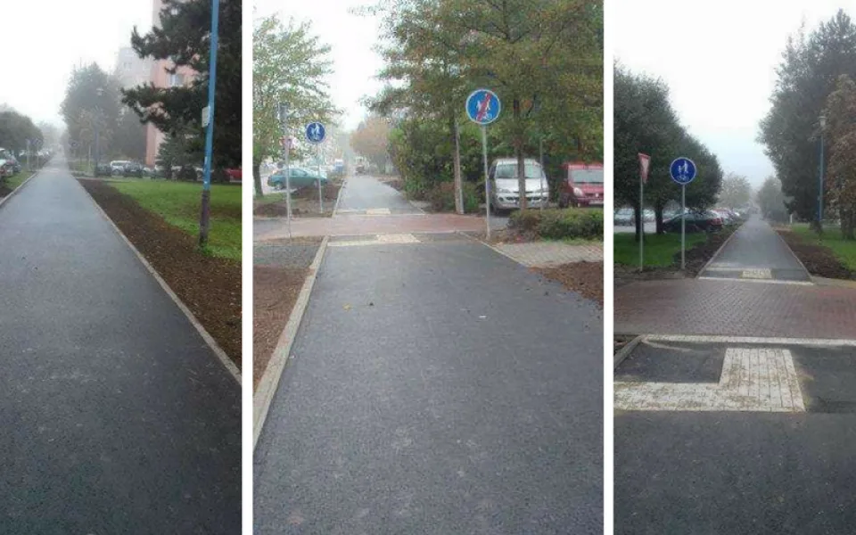 V Jílové ulici vznikla nová část stezky pro cyklisty a chodce. Součástí jsou i parkovací místa a lavičky