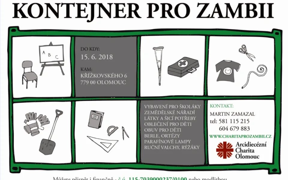 Olomoucká charita vyhlásila materiální sbírku Kontejner pro Zambii. Lidé můžou pomoci tamním dětem