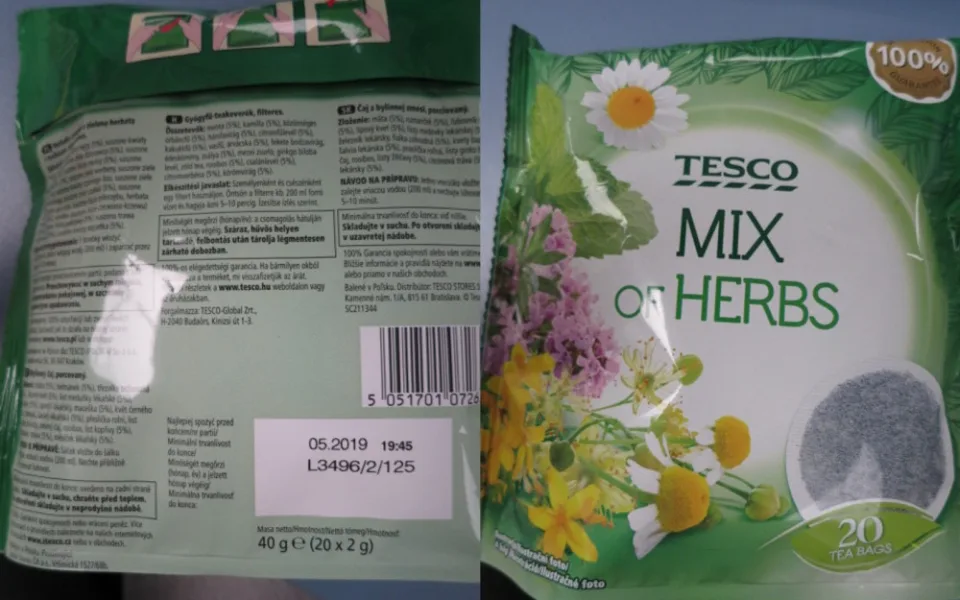 Potravinářská inspekce zjistila v obchodním řetězci Tesco čaj s nebezpečnými alkaloidy