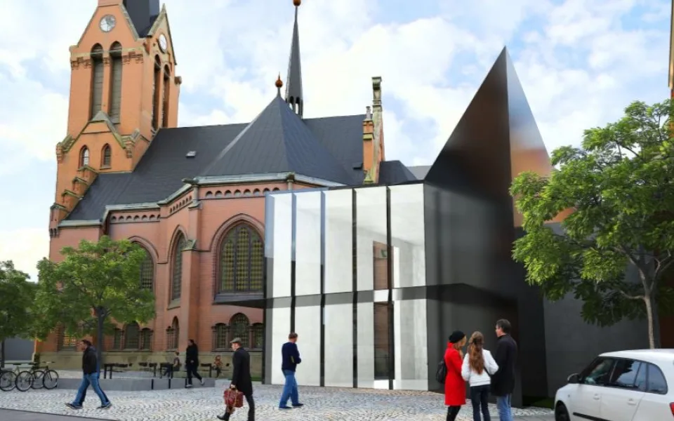 FOTO: U Červeného kostela v Olomouci vyroste moderní přístavba