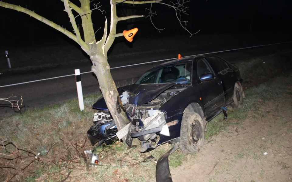 Řidiče přemohl mikrospánek, vyjel mimo silnici a zastavil se až o strom. Policie nehodu vyřešila pokutou