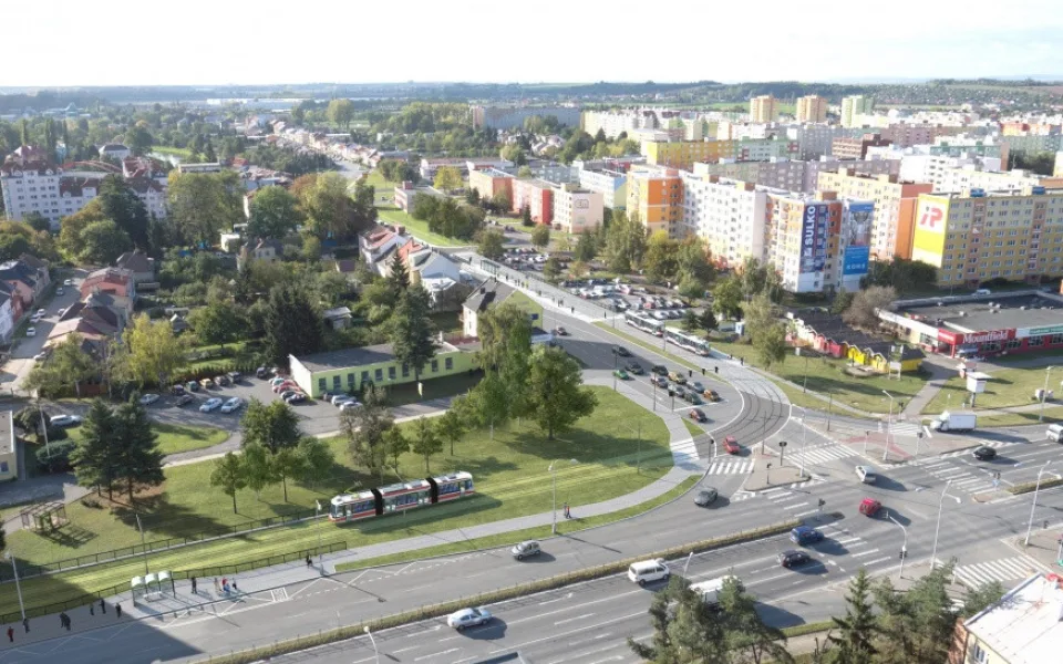 Vizualizace tramvajové tratě směrem na Nové Sady