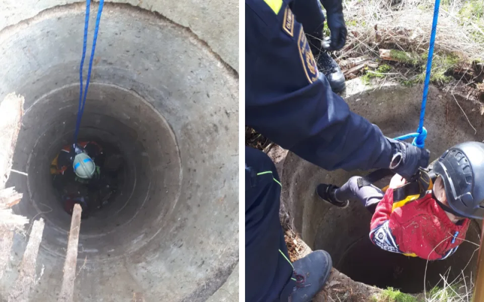 FOTO: Hasiči zachraňovali malého chlapce, spadl do pětimetrové studny