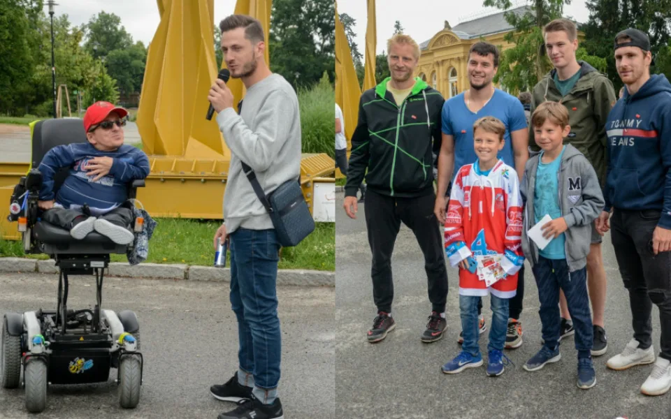 FOTO: Štafety na vozíku se účastnili hokejisté i zpěváci. Plánuje se už další zajímavá akce(1)