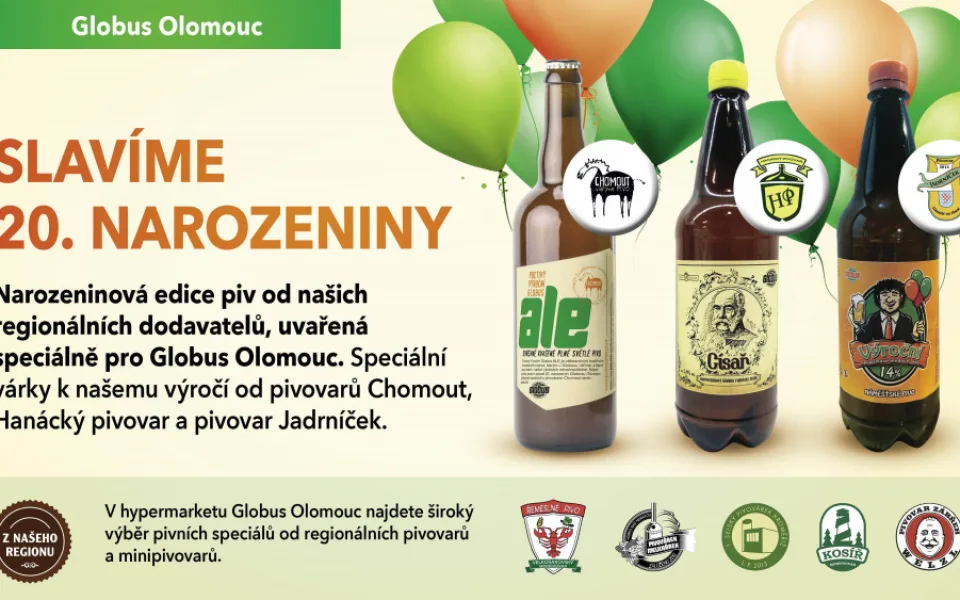 Olomoucký Globus slaví 20 let. Regionální pivovary mu uvařily speciální narozeninová piva
