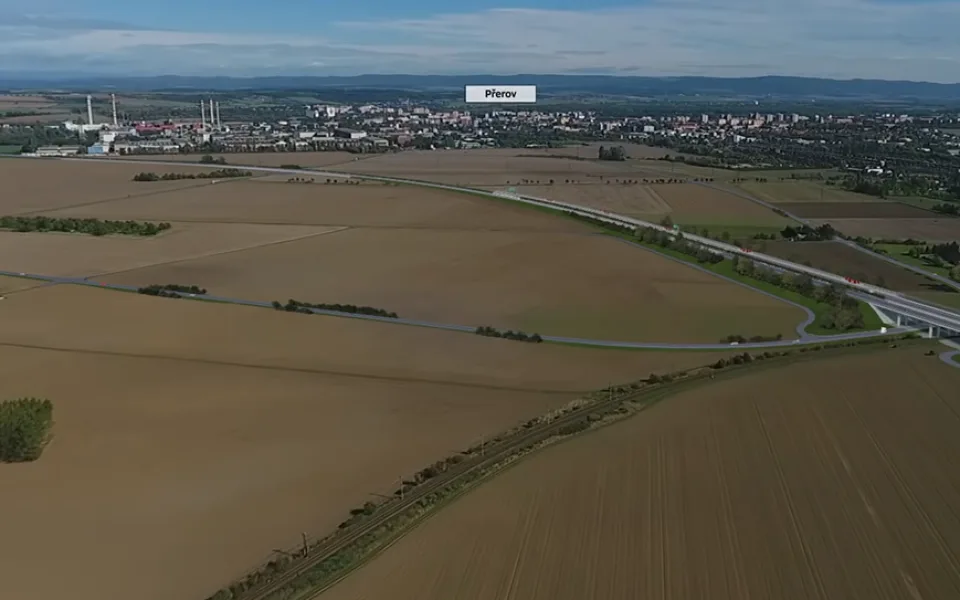Vizualizace dálnice D1 u Přerova