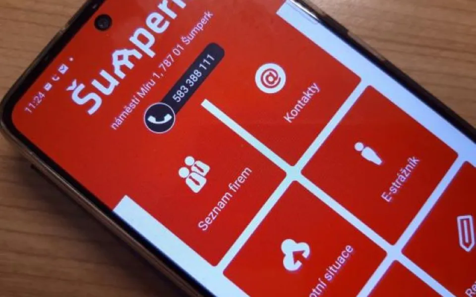 Upravená aplikace Šumperk v mobilu
