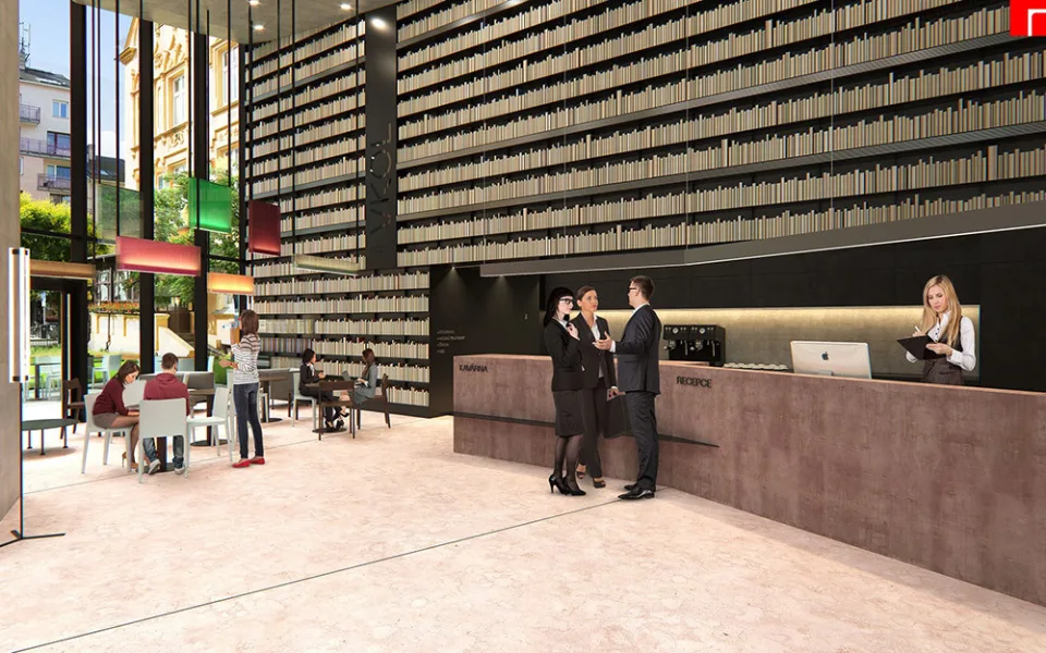 Vizualizace foyer přístavby Vědecké knihovny Olomouc