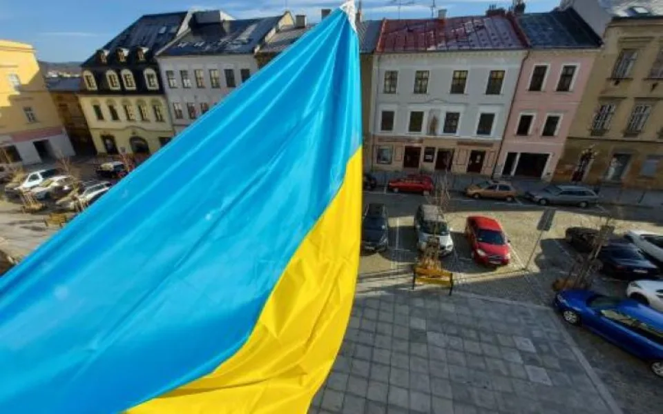 Ukrajinská vlajka na radnici