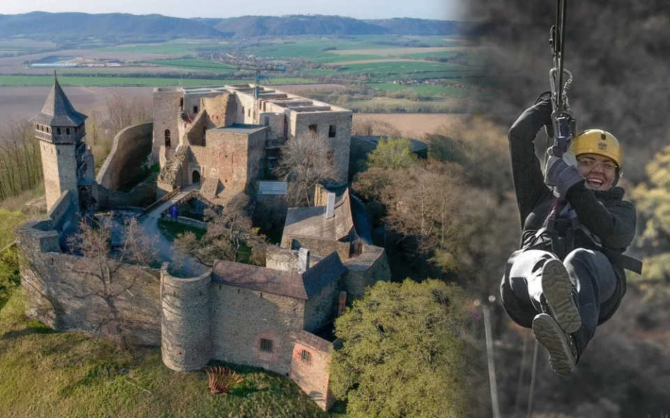 Hrad Helfštýn a lanová dráha zipline - ilustrační foto