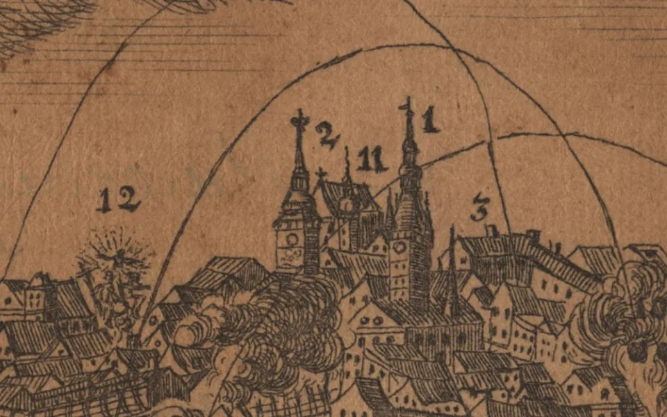 Nová věž - Neü thurrn (č. 2), pohled od západu z r. 1758