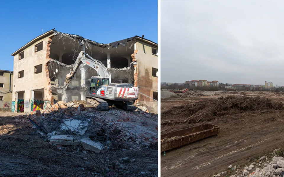 Stavby na Velkomoravské už jsou téměř minulostí. Demolice míří do finále