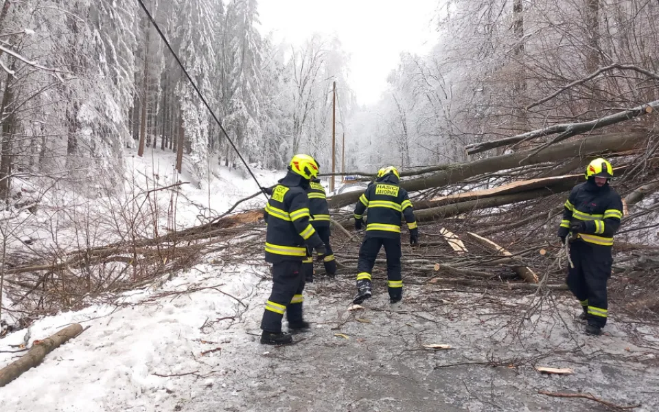 Kalamita na Jesenicku. Kvůli námraze padají stromy, cesty jsou uzavřené, elektřinu dodávají generátory