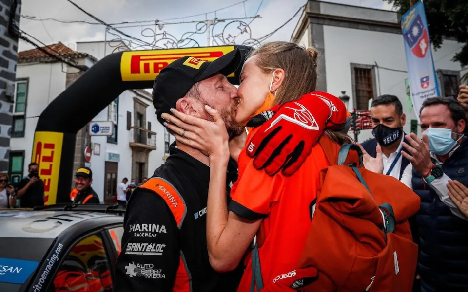 Alexey Lukyanuk v cíli Rally Islas Canarias 2021.