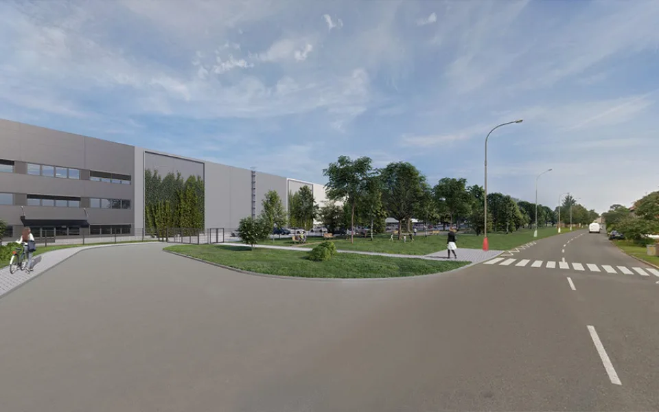 Vizualizace plánované skladovací a výrobní haly v Kojetíně