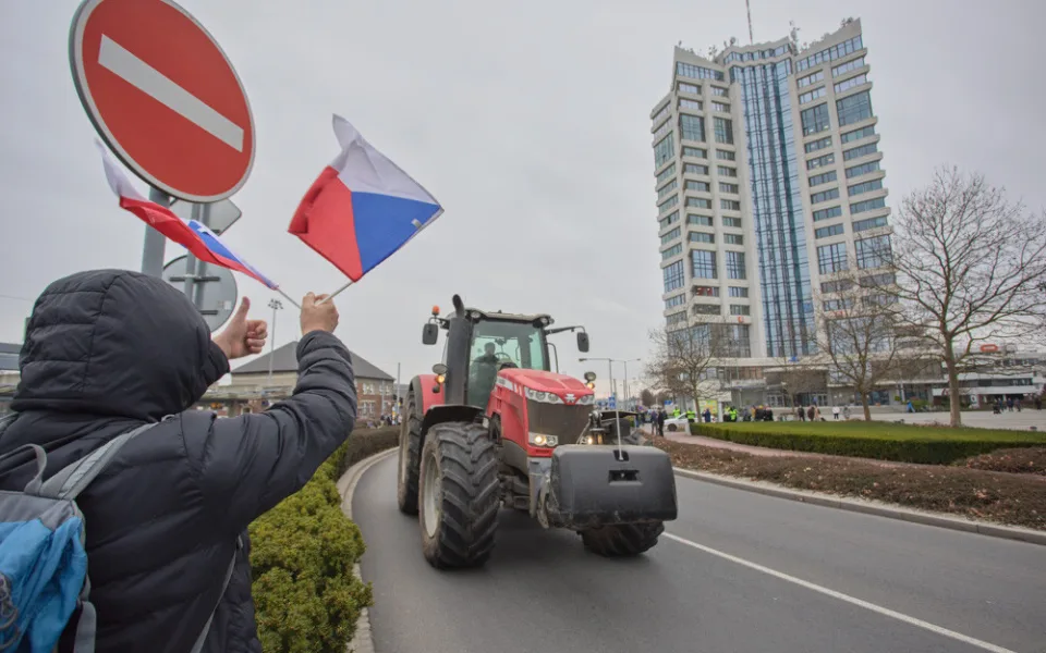 Protestní jízda zemědělců v Olomouci