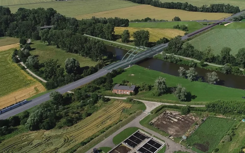 Vizualizace mostu přes řeku Moravu v Kojetíně