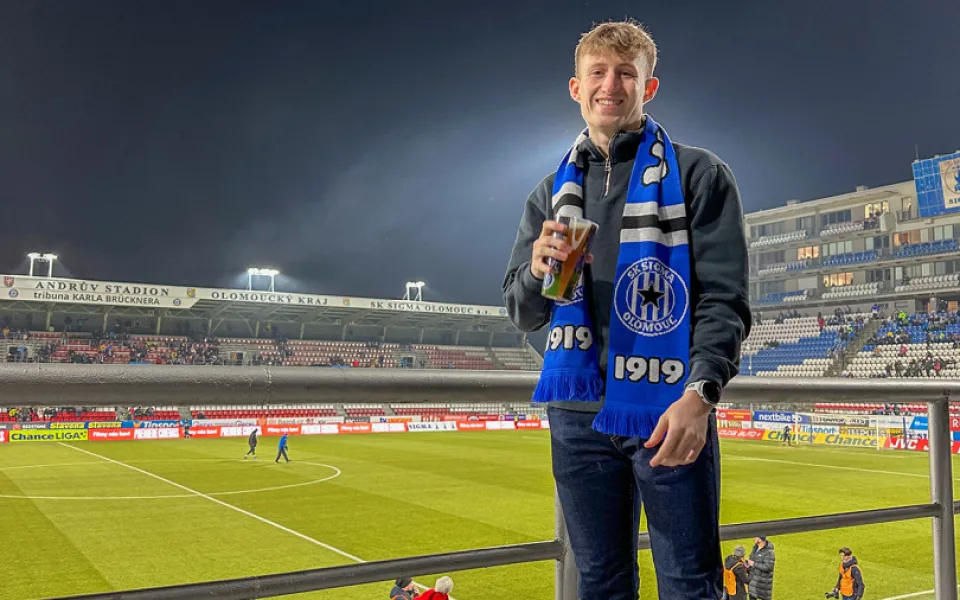 Liam Waddington na utkání Sigmy Olomouc