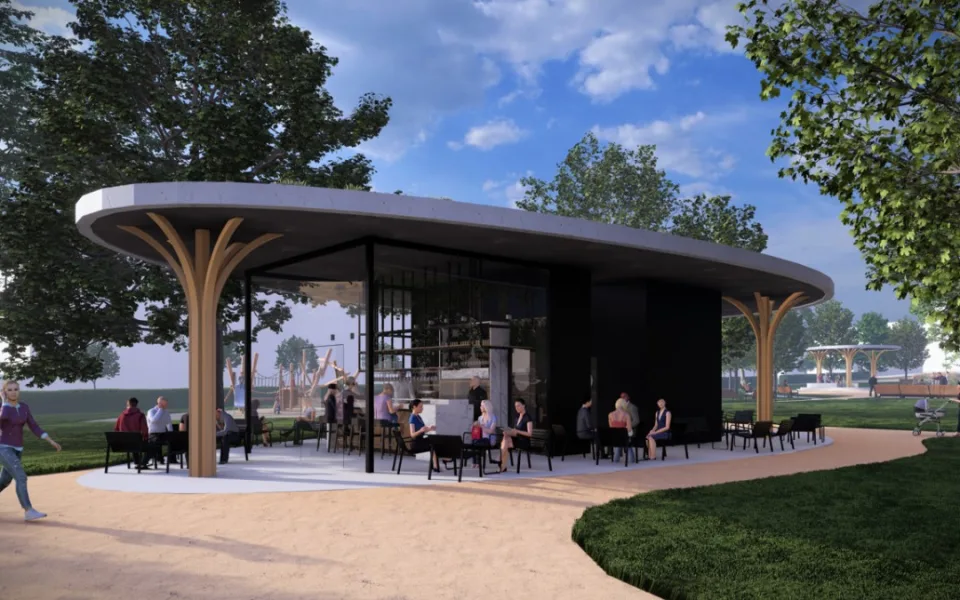 Hudební altán a kavárna se zelenou střechou. Zanedbaný park v Přerově čeká revitalizace