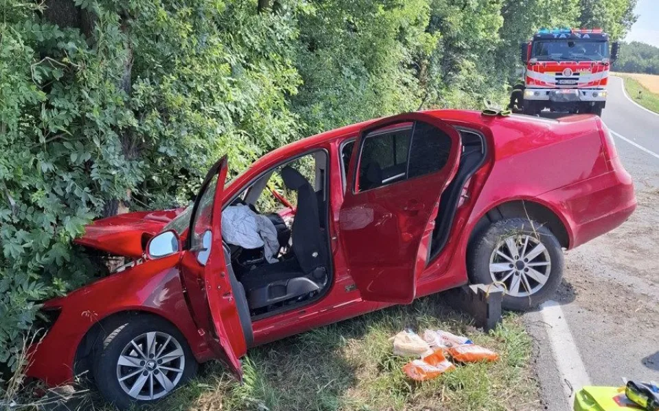 Dopravní nehoda u obce Měrotín na Litovelsku