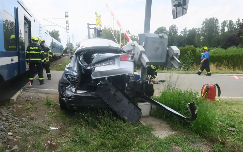 Dopravní nehoda na železničním přejezdu v Šumperku