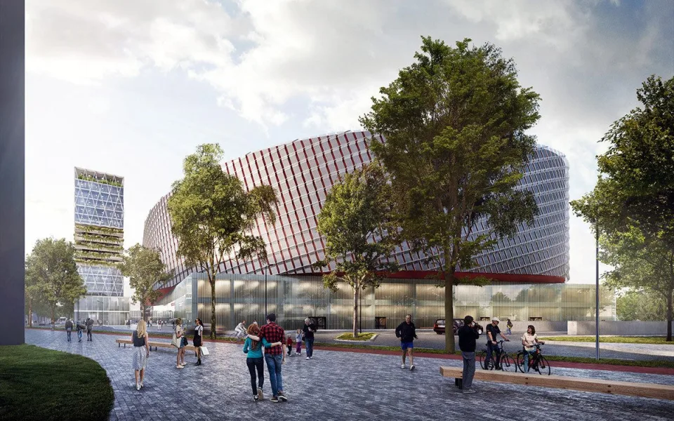 Vizualizace multifunkční haly v projektu Nová Velkomoravská v Olomouci