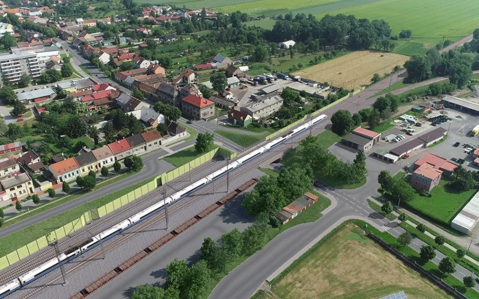 Vizualizace nové podoby trati a podjezdu v Kojetíně