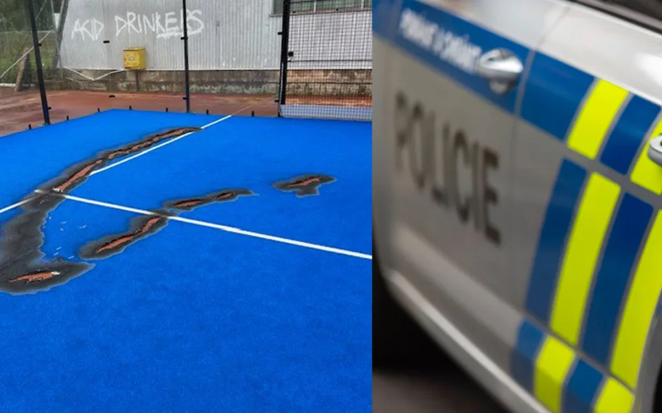 Vandal v Přerově odstřihl kameru a zapálil kurt na padel. Policie a sportovci pátrají po pachateli