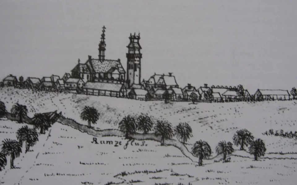 Kralice na vedutě F. B. Wernera z roku 1750