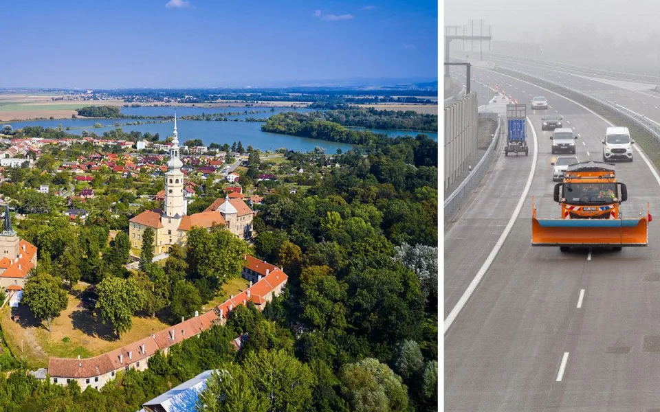 Město Tovačov se ocitlo ve středu malého území kompletně obklopeného dálnicemi