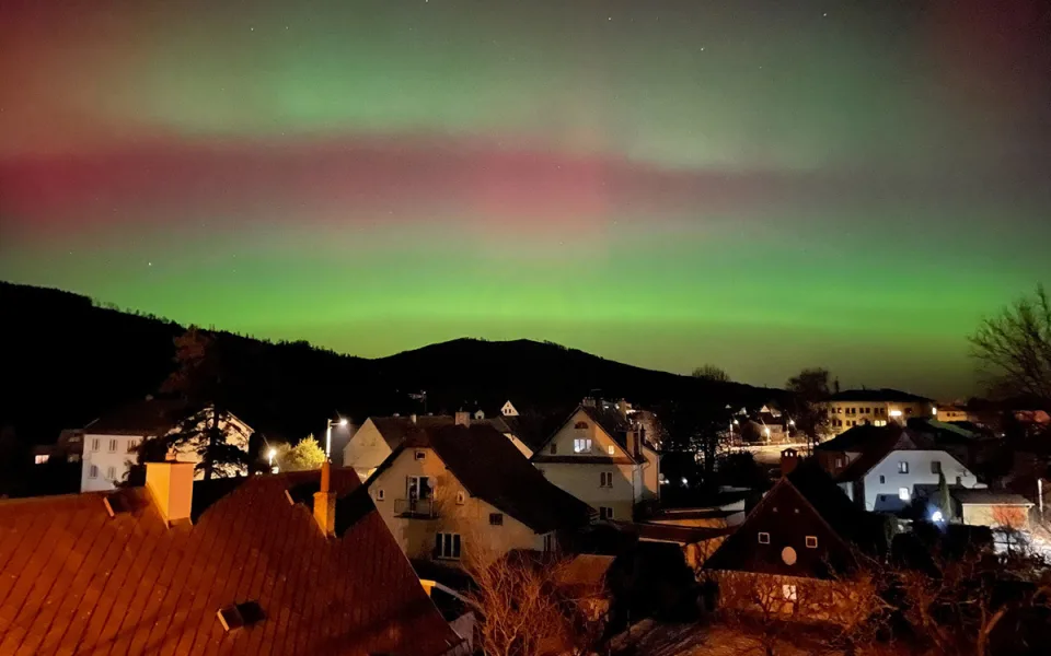 Polární záře - záběr z České Vsi - foto: Roman Janas