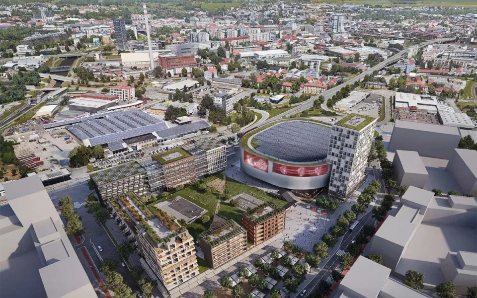 Vizualizace multifunkční haly v projektu Nová Velkomoravská v Olomouci
