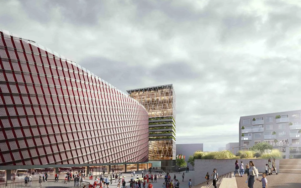 Vizualizace multifunkční haly v projektu Nová Velkomoravská v Olomouci
