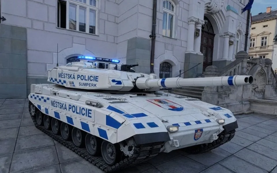 Aprílový tank pro strážníky v Šumperku
