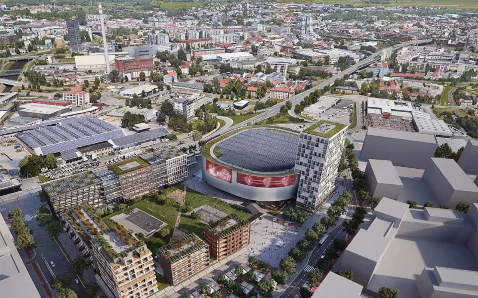 Vizualizace multifunkční haly v projektu Nová Velkomoravská v Olomouci