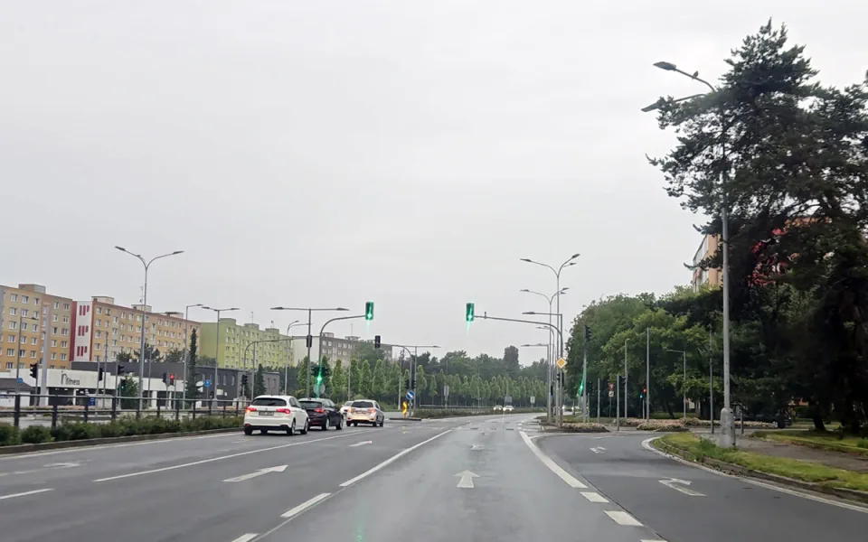 Křižovatka ulic Velkomoravská a Rooseveltova v Olomouci