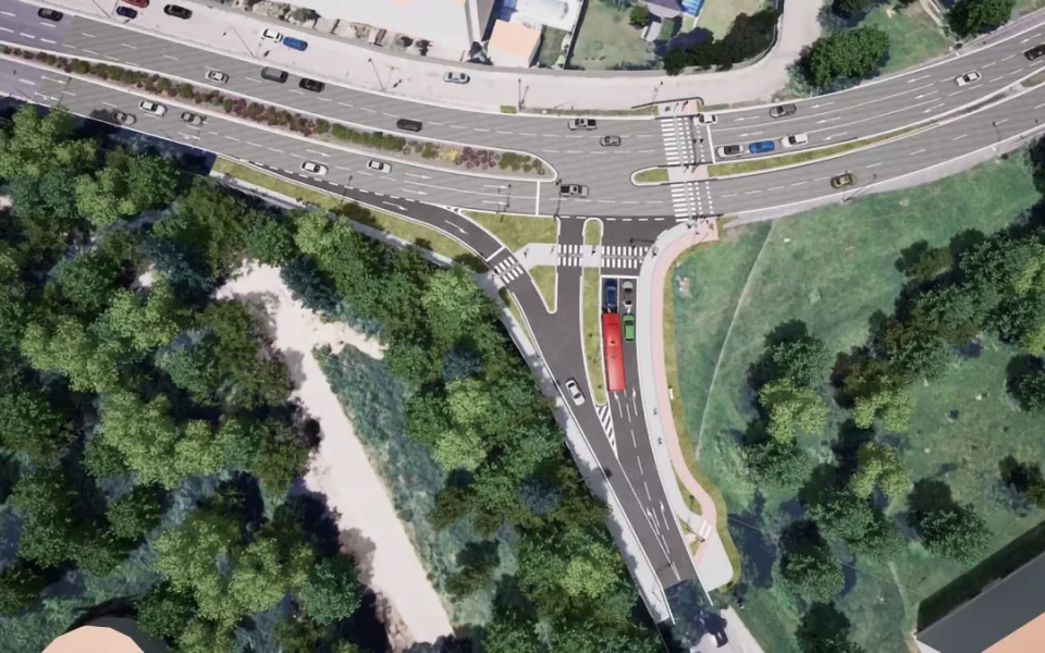 Vizualizace nové podoby křižovatky Pražská - Erenburgova